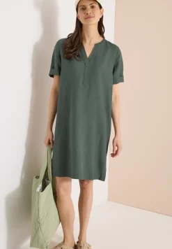 Knielanges Kleid aus Leinenmix
