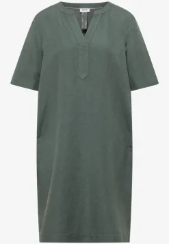 Knielanges Kleid aus Leinenmix