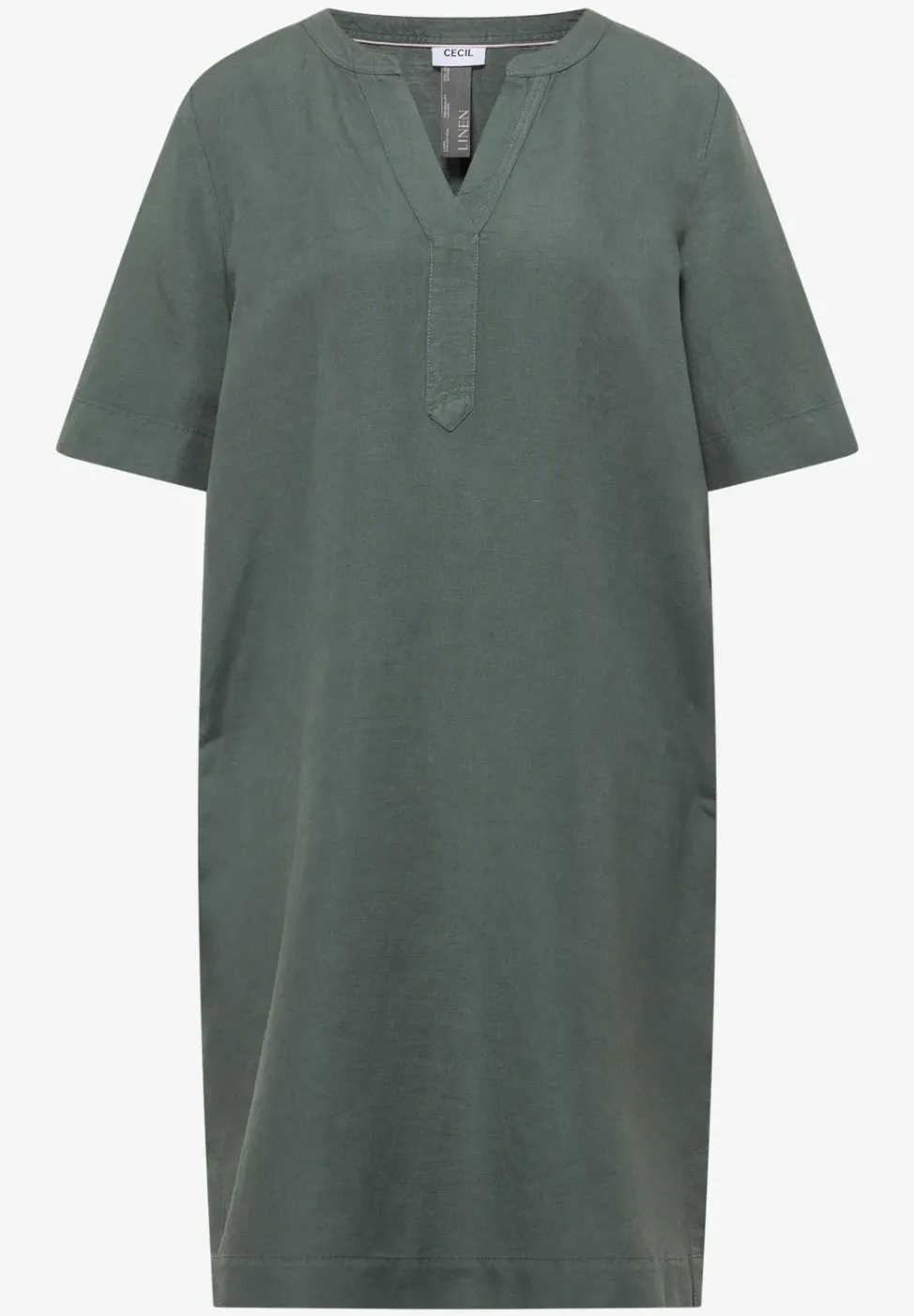 Knielanges Kleid aus Leinenmix