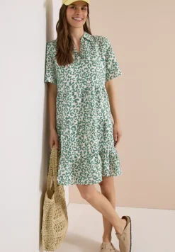 Knielanges Kleid aus Leinenmix mit Print