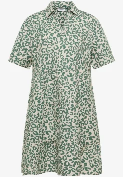 Knielanges Kleid aus Leinenmix mit Print