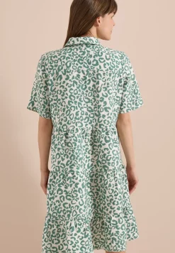 Knielanges Kleid aus Leinenmix mit Print