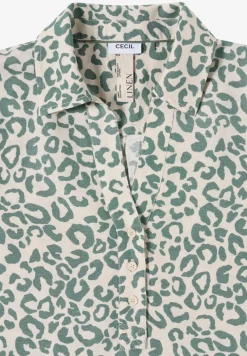 Knielanges Kleid aus Leinenmix mit Leo-Print