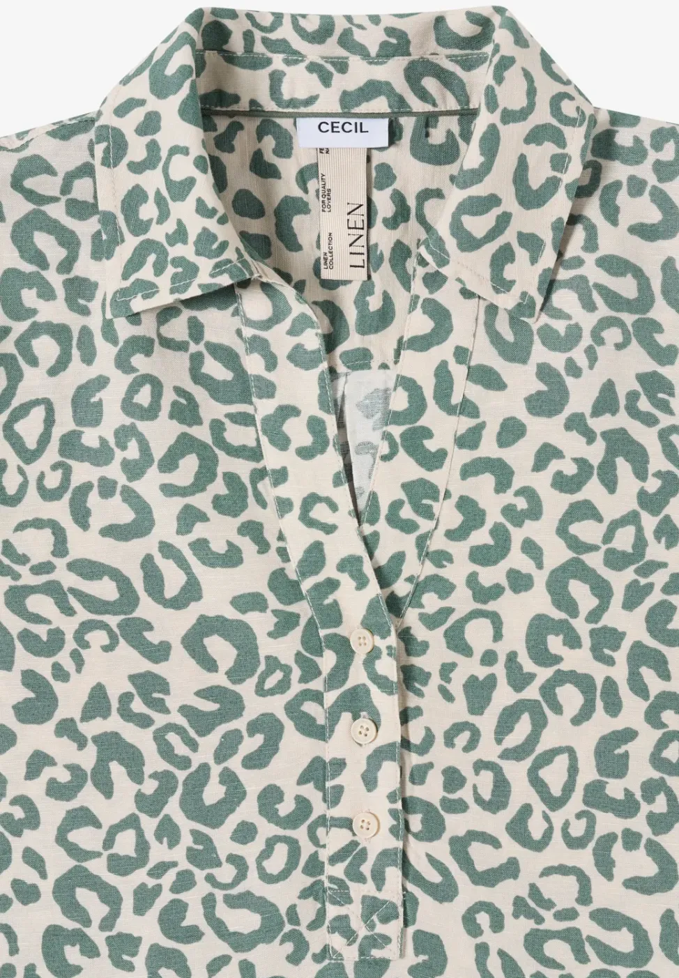 Knielanges Kleid aus Leinenmix mit Leo-Print