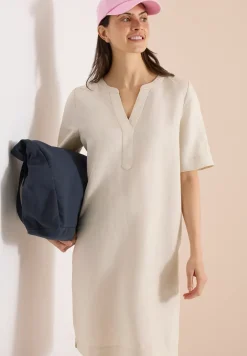Knielanges Kleid aus Leinenmix