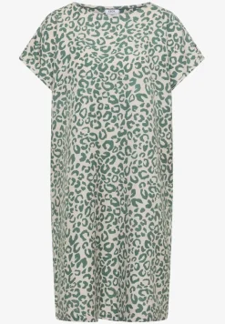 Knielanges Kleid aus Leinenmix mit Print