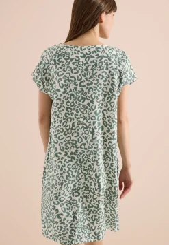 Knielanges Kleid aus Leinenmix mit Print