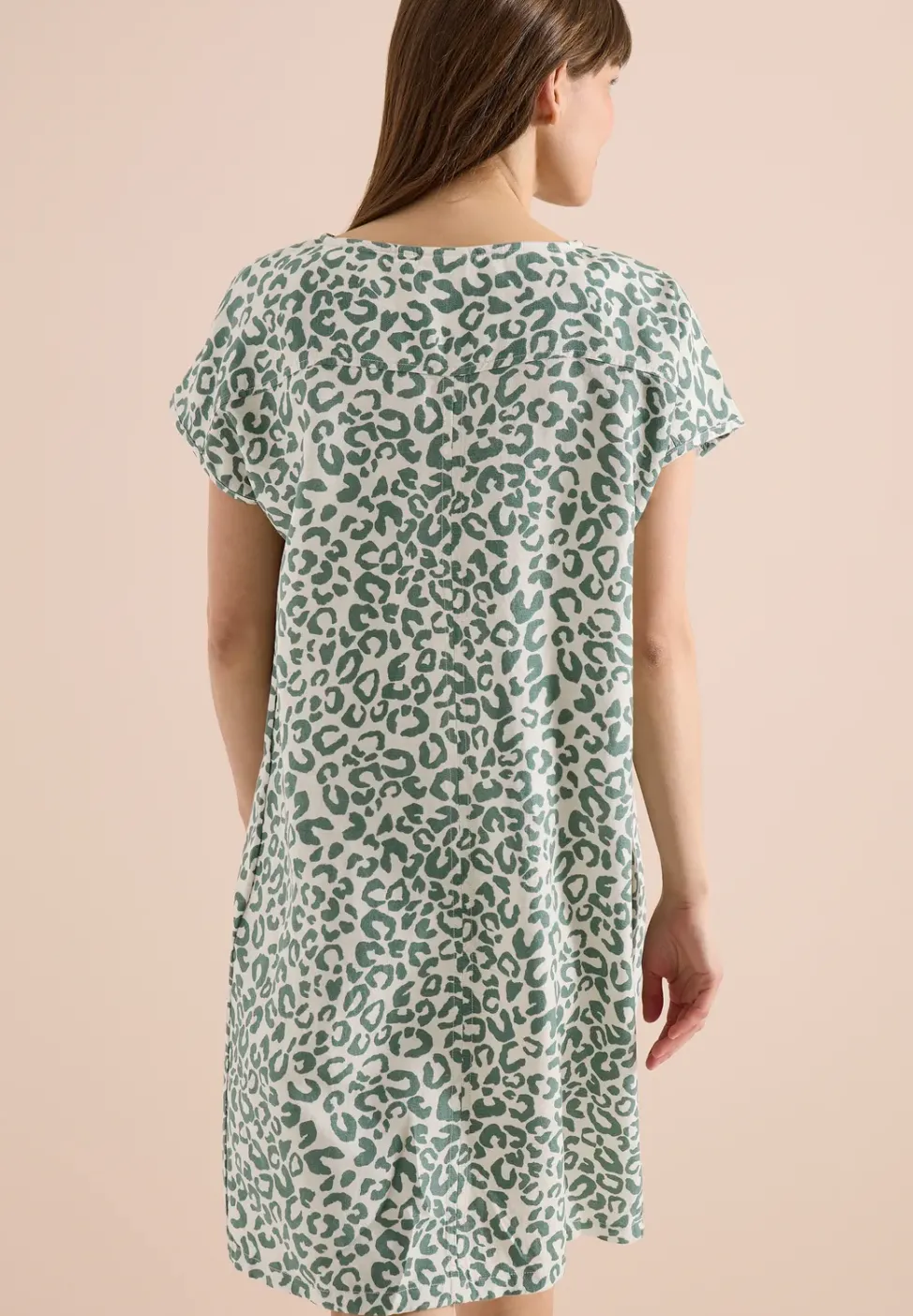 Knielanges Kleid aus Leinenmix mit Print