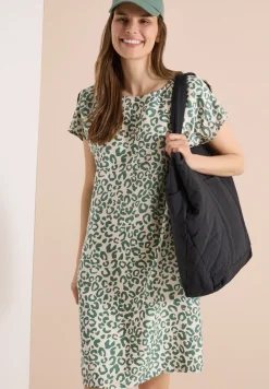 Knielanges Kleid aus Leinenmix mit Print