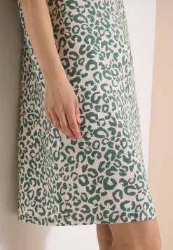 Knielanges Kleid aus Leinenmix mit Print