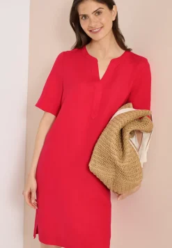 Knielanges Kleid aus Leinenmix