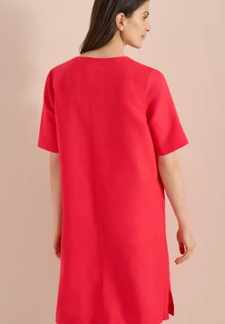 Knielanges Kleid aus Leinenmix