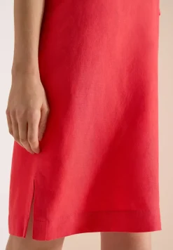 Knielanges Kleid aus Leinenmix
