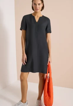 Knielanges Kleid aus Leinenmix