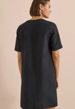 Knielanges Kleid aus Leinenmix