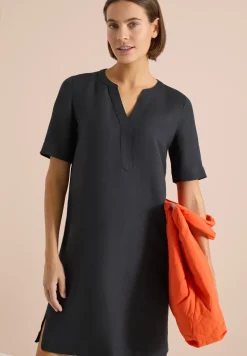 Knielanges Kleid aus Leinenmix