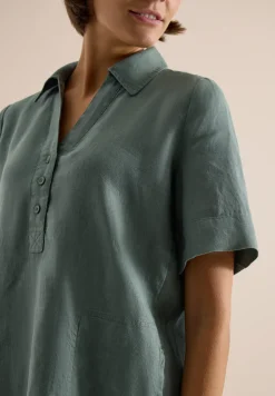 Knielanges Kleid aus reinem Leinen