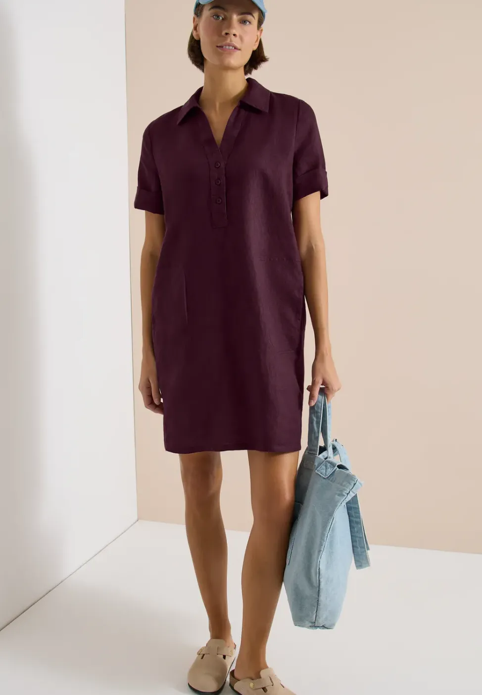 Knielanges Kleid aus reinem Leinen