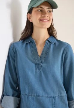 Knielanges Kleid im Denim-Look