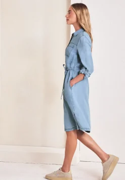 Knielanges Kleid im Washed-Look