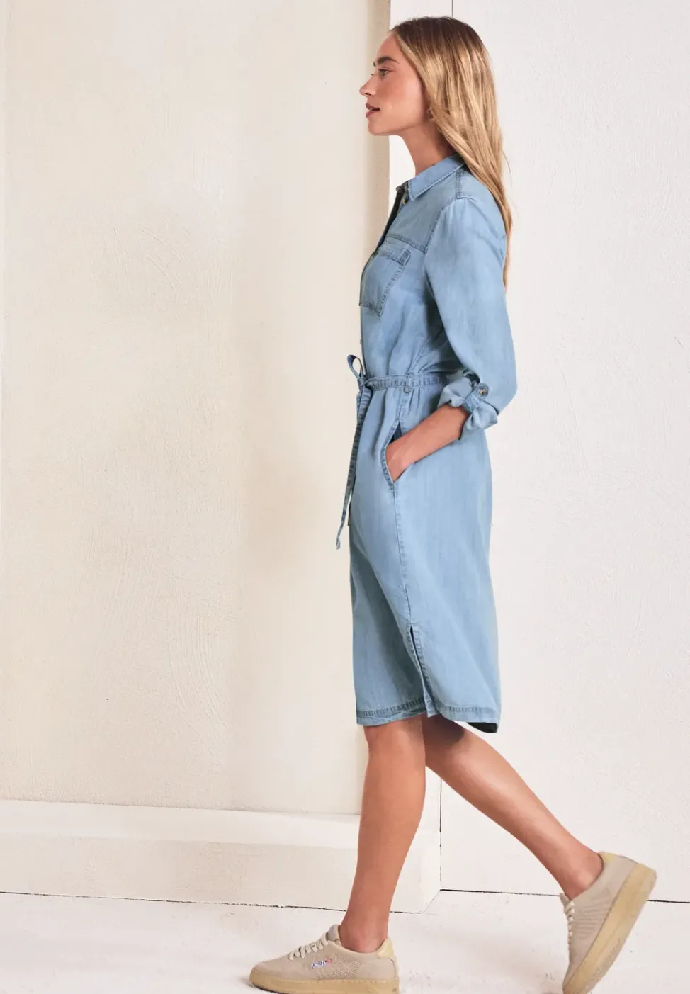 Knielanges Kleid im Washed-Look