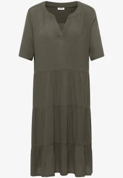 Knielanges Kleid in Crepe-Struktur