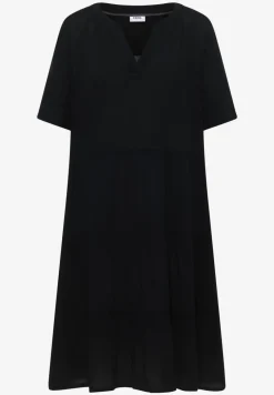 Knielanges Kleid in Crepe-Struktur