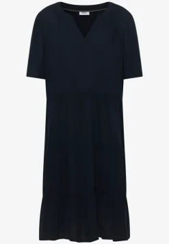 Knielanges Kleid in Crepe-Struktur