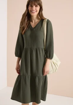 Knielanges Kleid in Musselinqualität