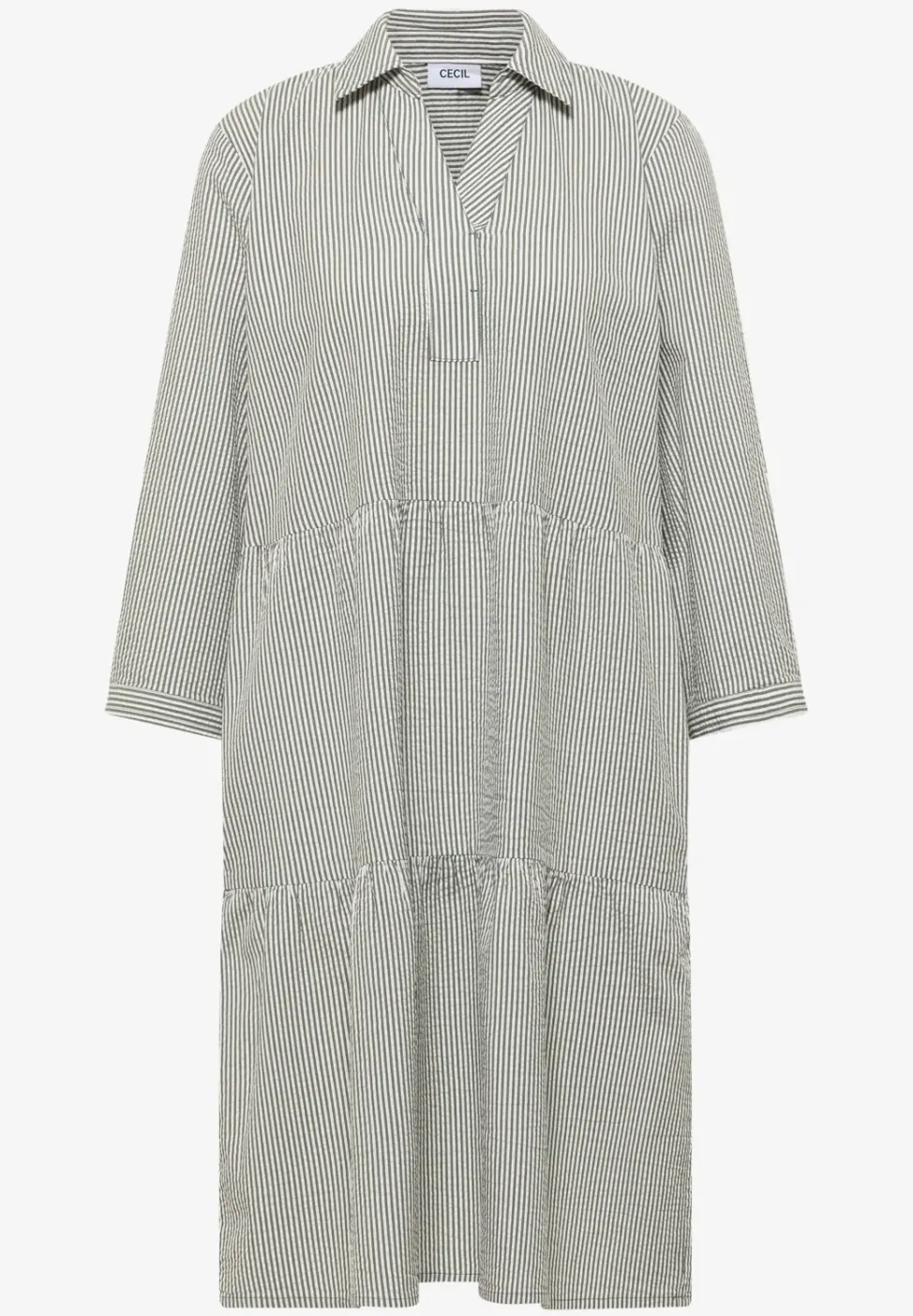 Knielanges Kleid in Seersuckerqualität