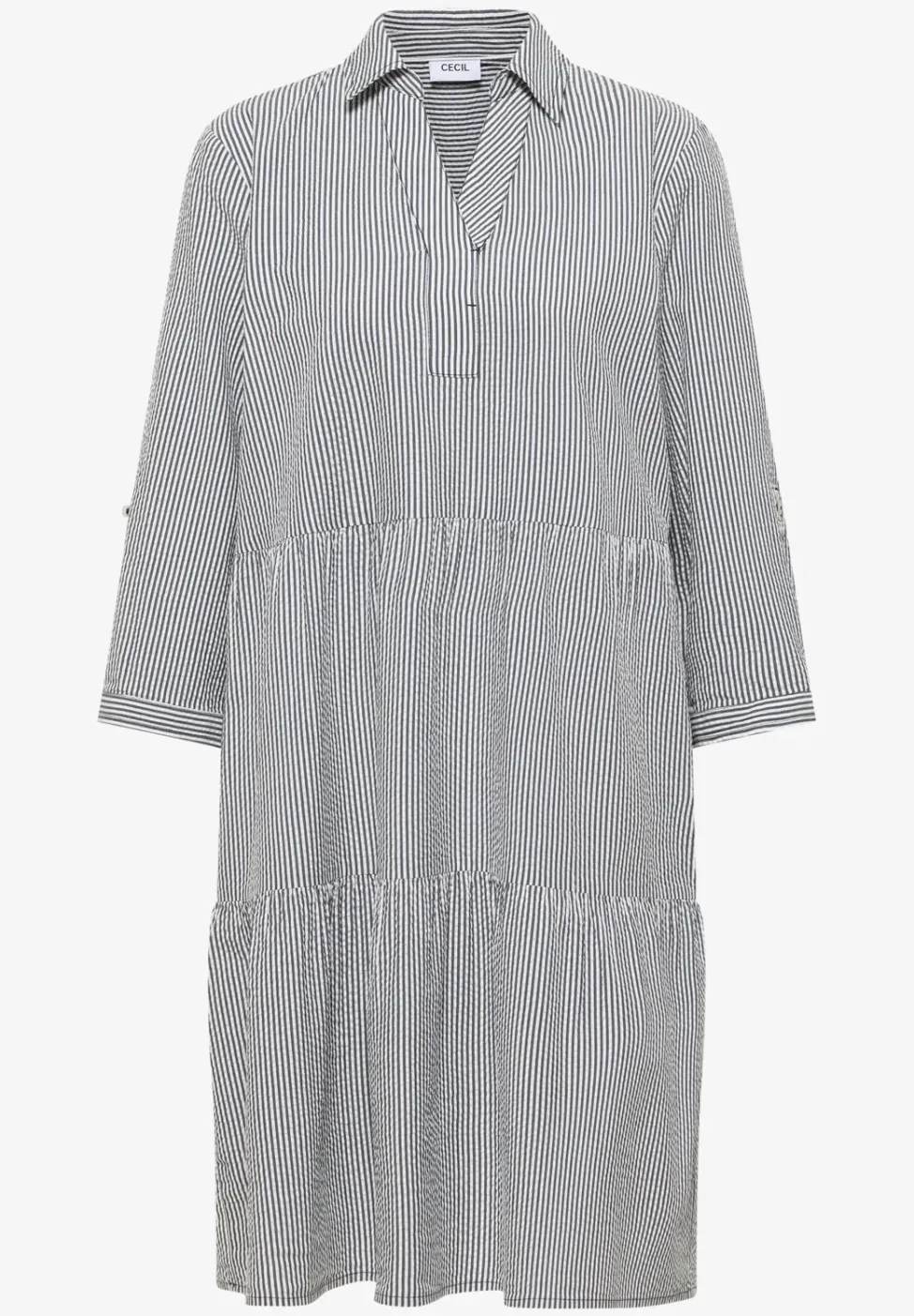 Knielanges Kleid in Seersuckerqualität