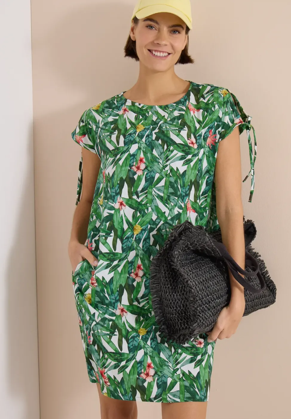 Knielanges Kleid mit floralem Muster