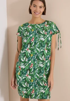 Knielanges Kleid mit floralem Muster