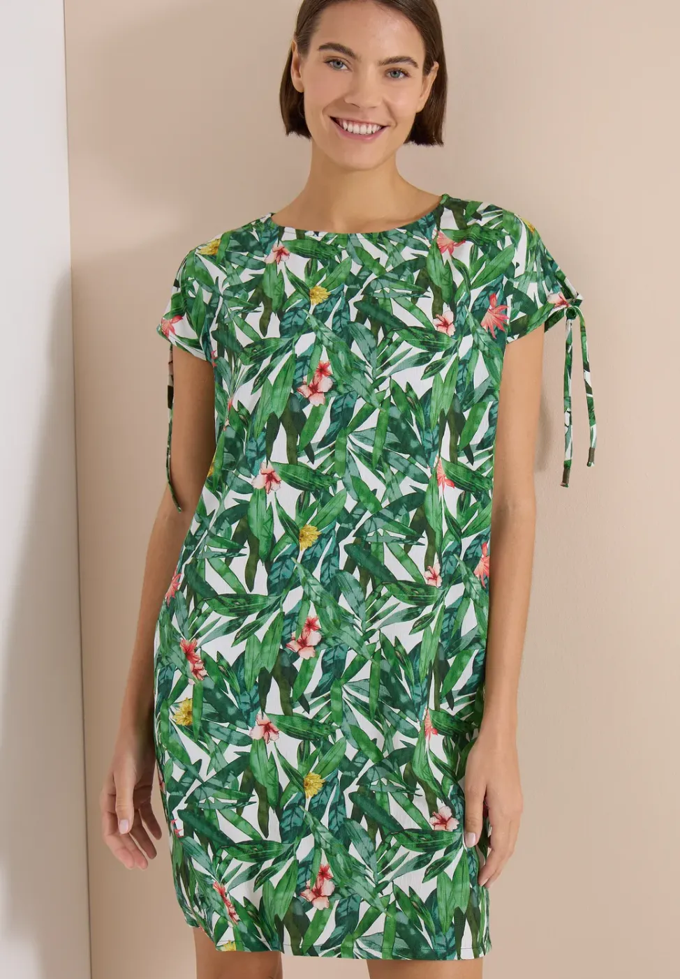 Knielanges Kleid mit floralem Muster