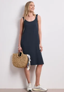 Knielanges Kleid mit gerafften Trägern