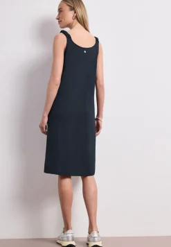 Knielanges Kleid mit gerafften Trägern