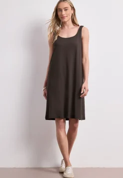 Knielanges Kleid mit gerafften Trägern