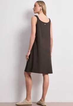 Knielanges Kleid mit gerafften Trägern