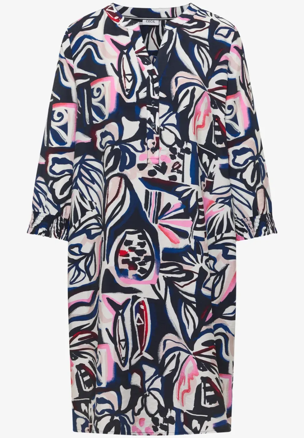 Knielanges Kleid mit grafischem Muster