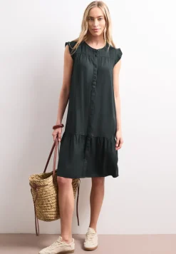 Knielanges Kleid mit Knopfleiste
