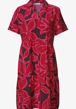 Knielanges Kleid mit Kurzarm und Print
