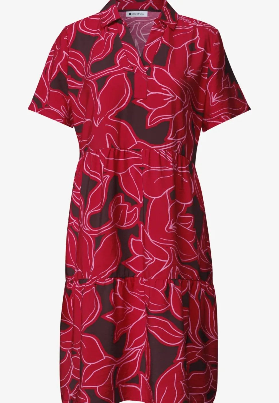 Knielanges Kleid mit Kurzarm und Print