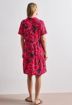 Knielanges Kleid mit Kurzarm und Print