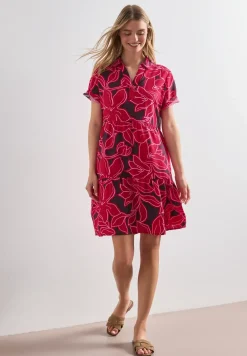 Knielanges Kleid mit Kurzarm und Print