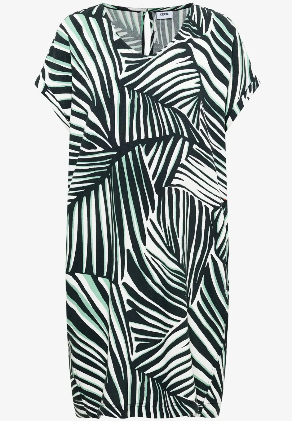 Knielanges Kleid mit Rounded V-Neck
