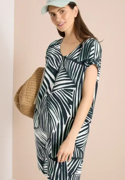 Knielanges Kleid mit Rounded V-Neck