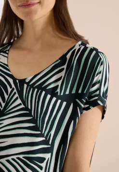Knielanges Kleid mit Rounded V-Neck