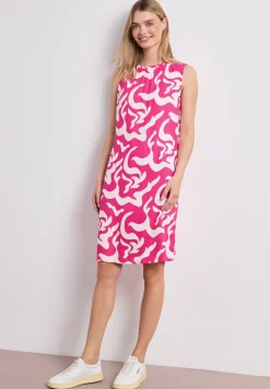 Knielanges Kleid mit Rundhals und Print