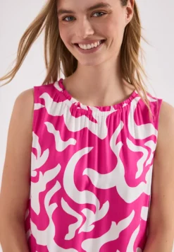 Knielanges Kleid mit Rundhals und Print