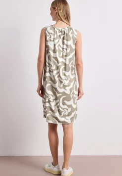 Knielanges Kleid mit Rundhals und Print